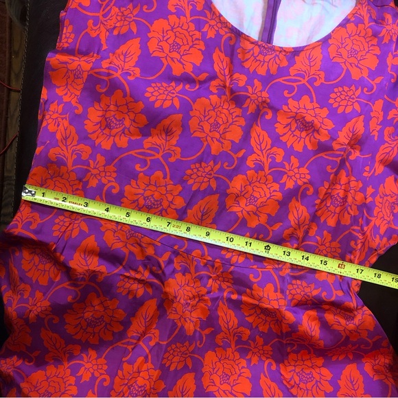 FREE PEOPLE Red Purple Floral Flutter Sleeve Dress Sz 10 - Picture 12 of 12